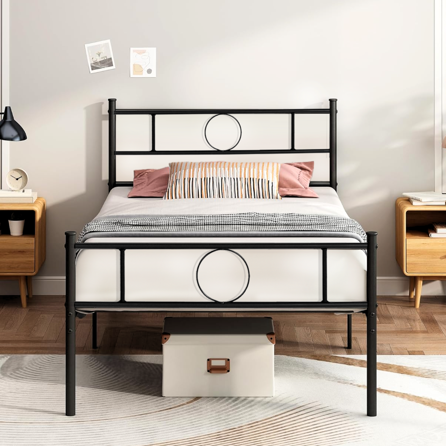 Marco de Cama Individual Metal Base Negro