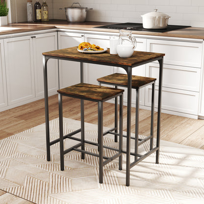 Nuevo Mesa de Bar con 2 Bancos Juego de 3 Mesas de Cocina con Metal Robusto  Vintage FAIRMAN