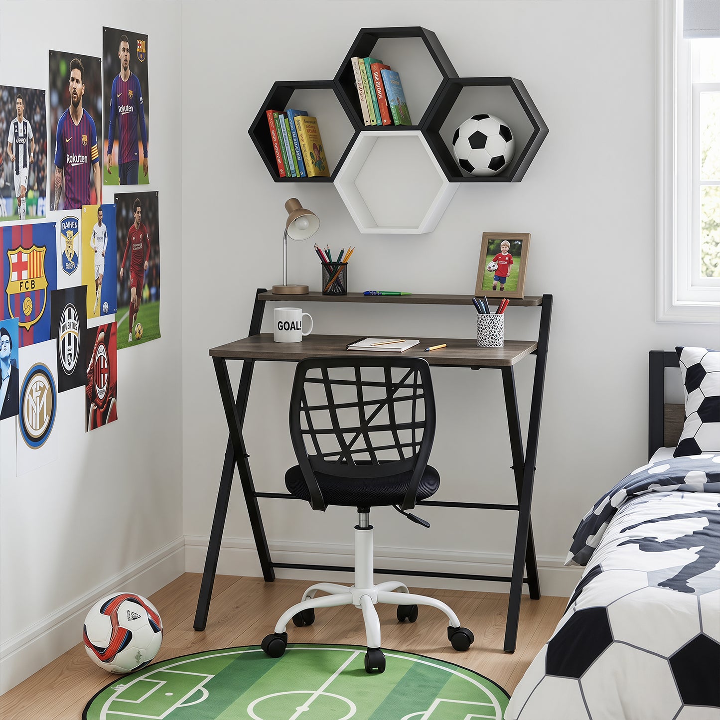 Escritorio Oficina Plegable + Silla Oficina Negra