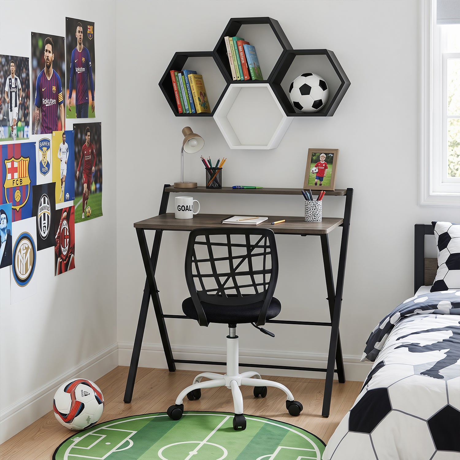 Escritorio Oficina Plegable + Silla Oficina Negra