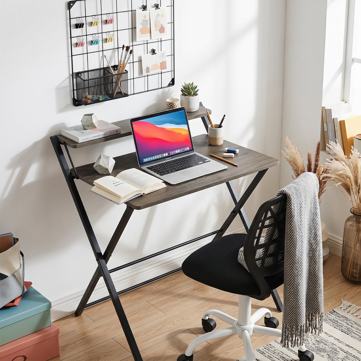 Escritorio Oficina Plegable + Silla Oficina Negra