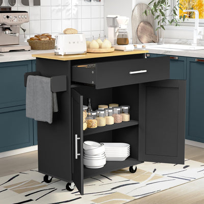 NUEVO Carrito de Cocina Madera Carrito Isla de Cocina RANGER BLACK