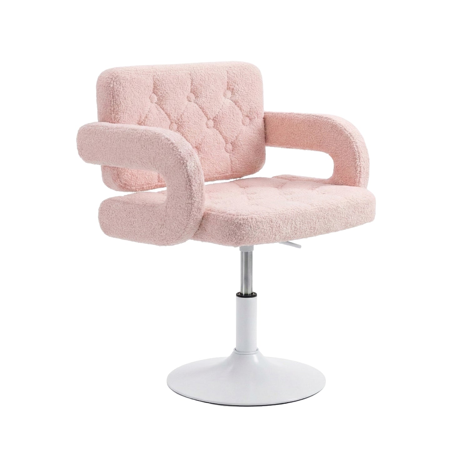 Silla Giratoria Ajustable con Brazos y Base Redonda Rosa