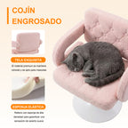 Silla Giratoria Ajustable con Brazos y Base Redonda Rosa