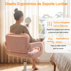 Silla Giratoria Ajustable con Brazos y Base Redonda Rosa