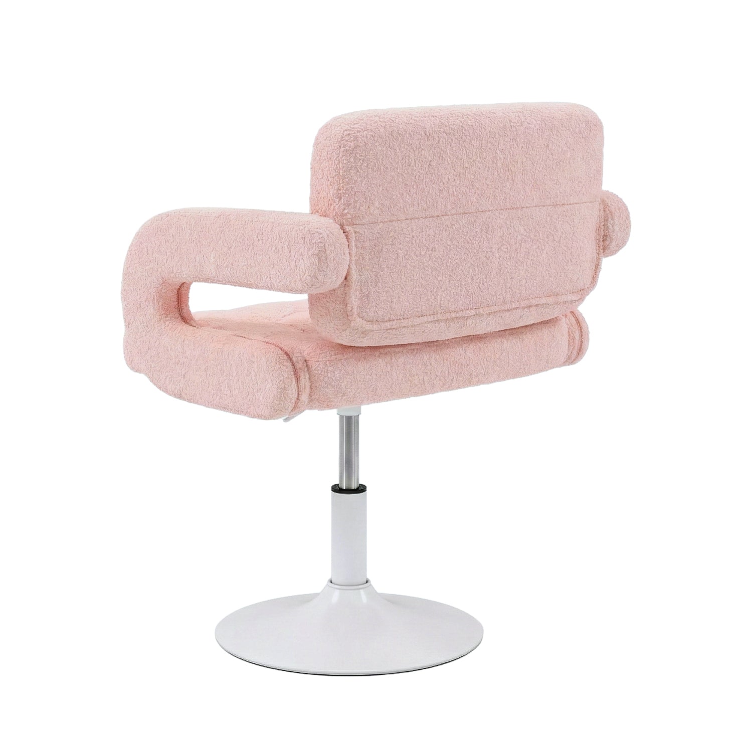 Silla Giratoria Ajustable con Brazos y Base Redonda Rosa