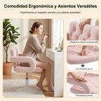 Silla Giratoria Ajustable con Brazos y Base Redonda Rosa