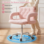 Silla Giratoria Ajustable con Ruedas Rosa