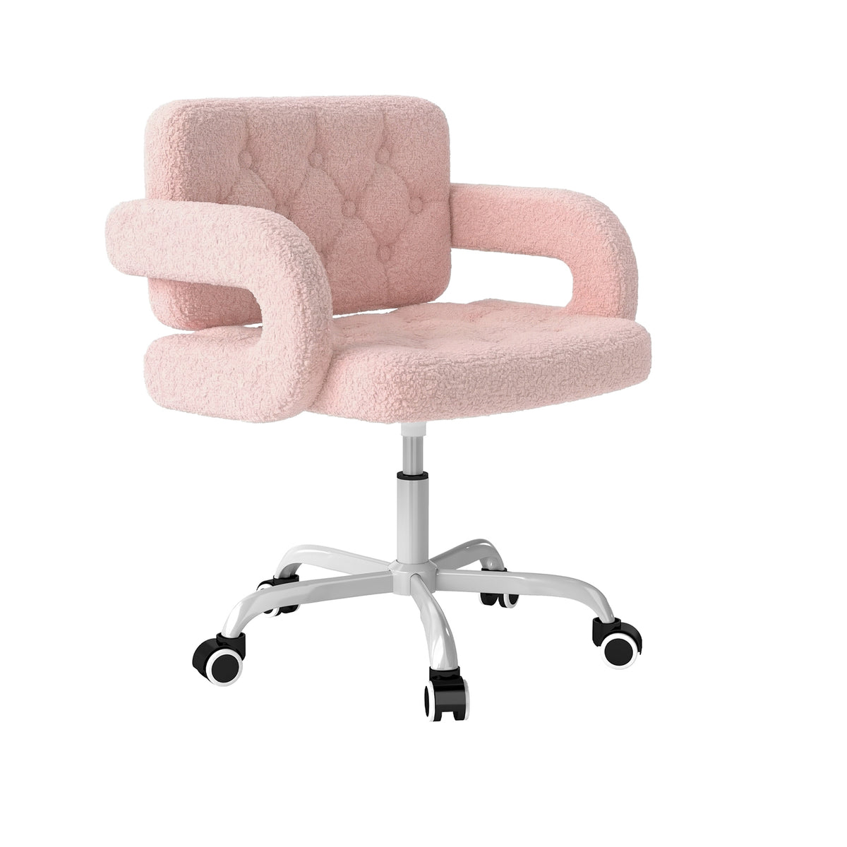 Silla Giratoria Ajustable con Ruedas Rosa