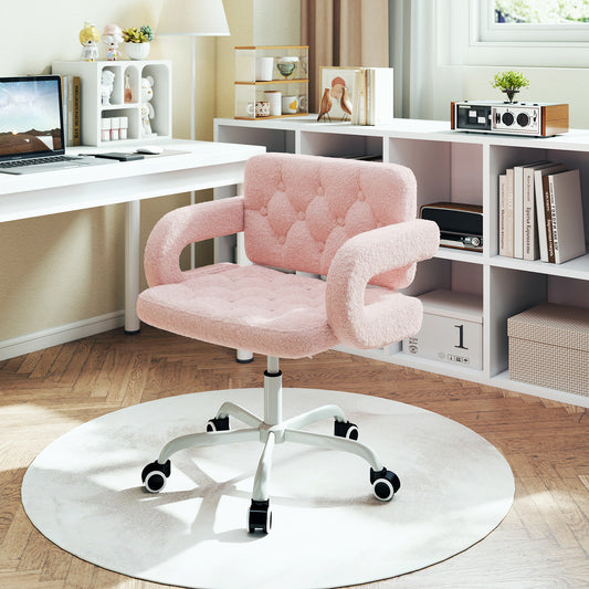 Silla Giratoria Ajustable con Ruedas Rosa
