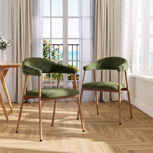 Silla de Comedor Tapizada Verde con Reposabrazos