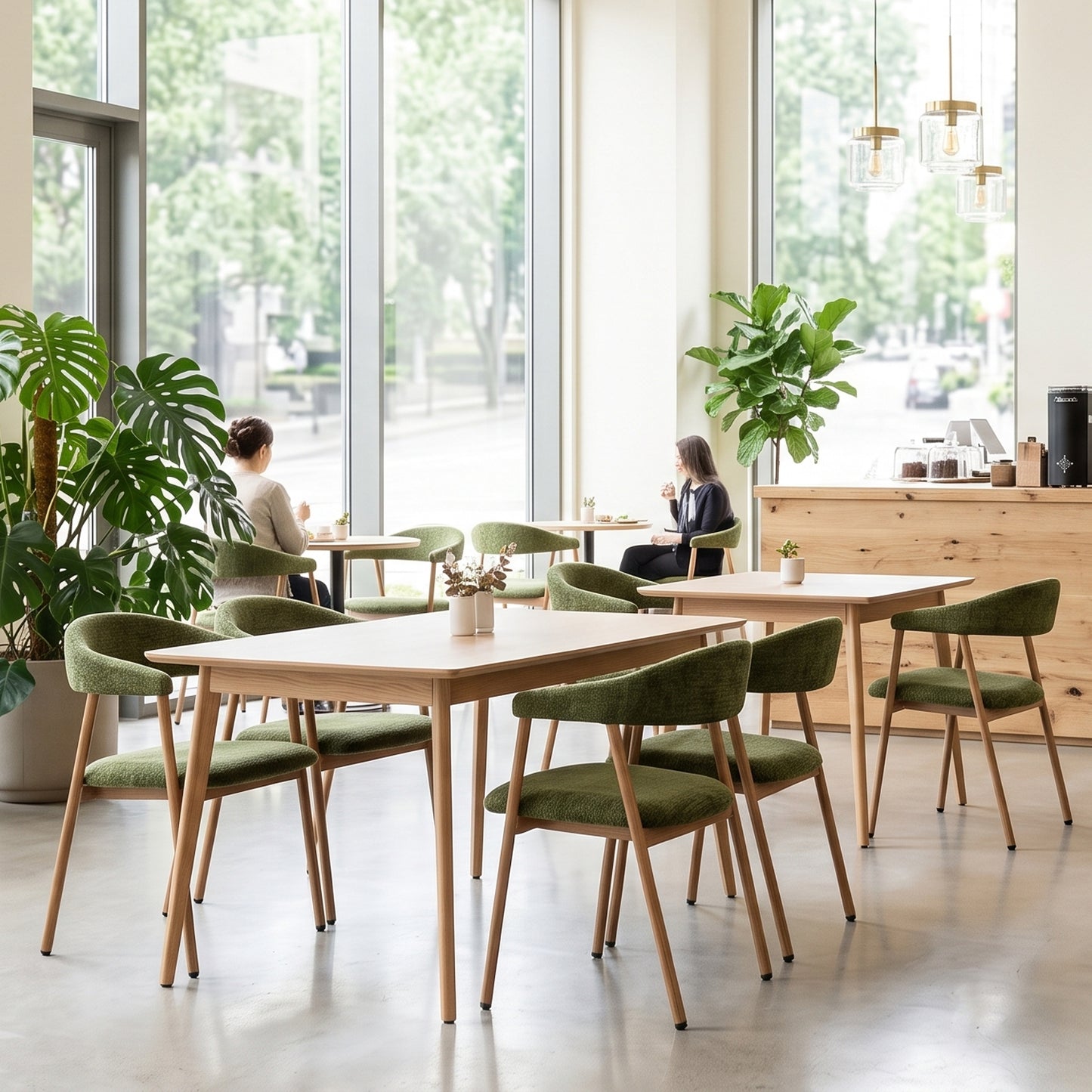 Silla de Comedor Tapizada Verde con Reposabrazos