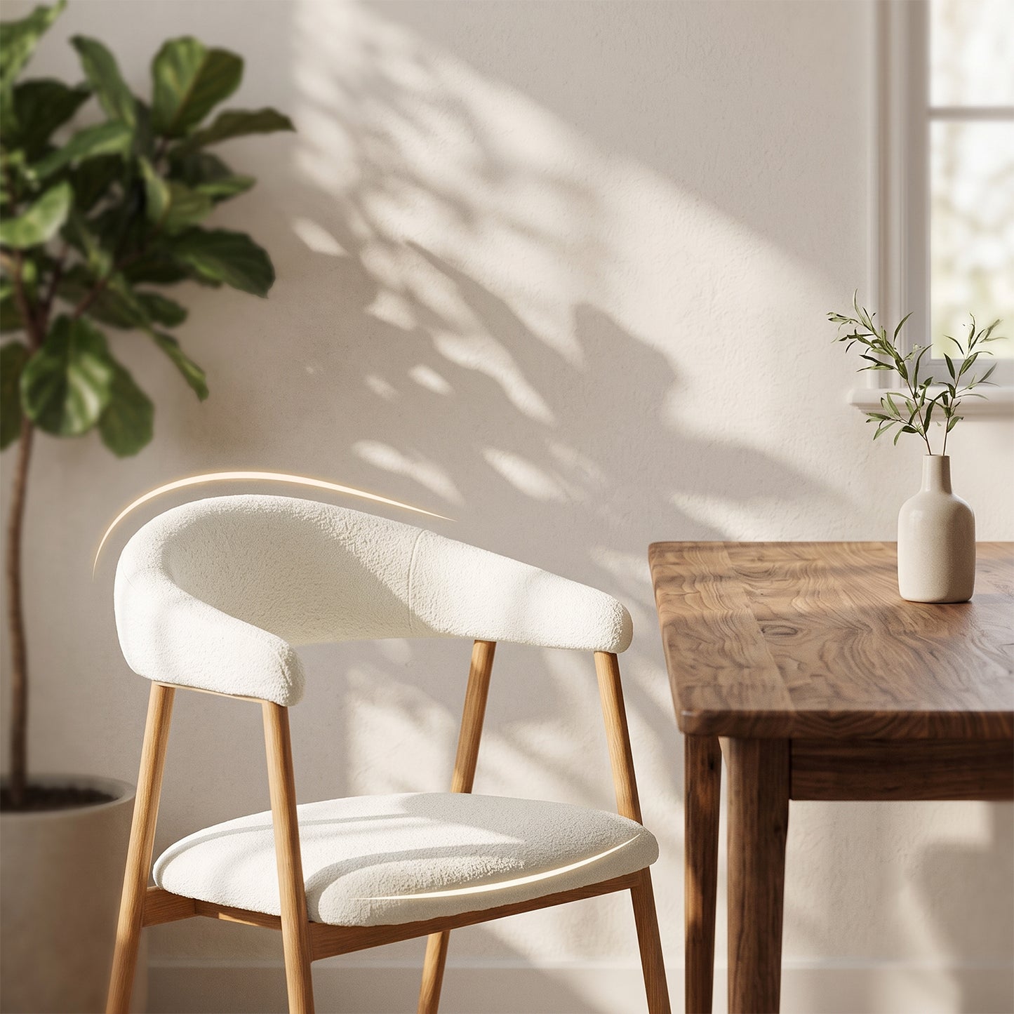 Silla de Comedor Tapizada Beige con Reposabrazos