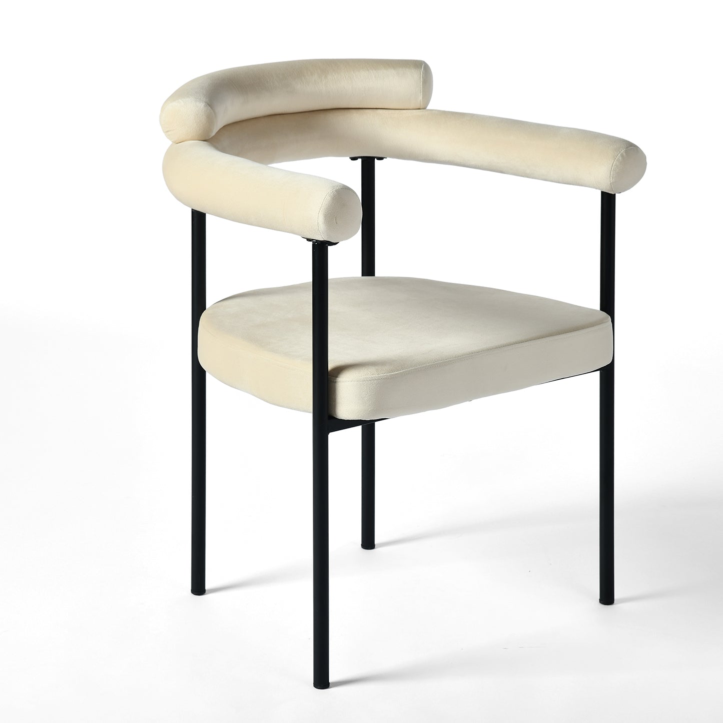 NUEVO Silla de Comedor Tapizadas Silla de Cocina con Respaldo Abierto y Brazos CAMILA Beige