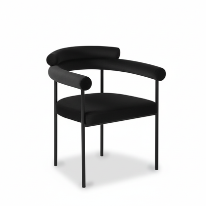 NUEVO Silla de Comedor Tapizadas Silla de Cocina con Respaldo Abierto y Brazos Camila Negro