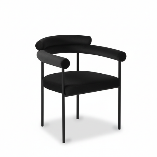 NUEVO Silla de Comedor Tapizadas Silla de Cocina con Respaldo Abierto y Brazos Camila Negro