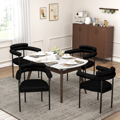 NUEVO Silla de Comedor Tapizadas Silla de Cocina con Respaldo Abierto y Brazos Camila Negro