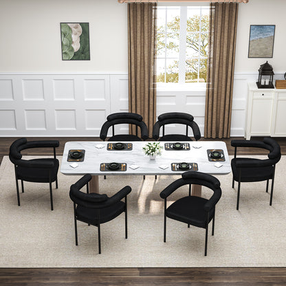 NUEVO Silla de Comedor Tapizadas Silla de Cocina con Respaldo Abierto y Brazos Camila Negro