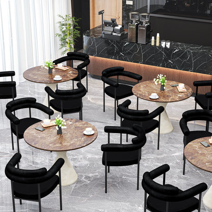 NUEVO Silla de Comedor Tapizadas Silla de Cocina con Respaldo Abierto y Brazos Camila Negro