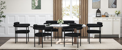 NUEVO Silla de Comedor Tapizadas Silla de Cocina con Respaldo Abierto y Brazos Camila Negro