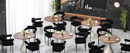 NUEVO Silla de Comedor Tapizadas Silla de Cocina con Respaldo Abierto y Brazos Camila Negro