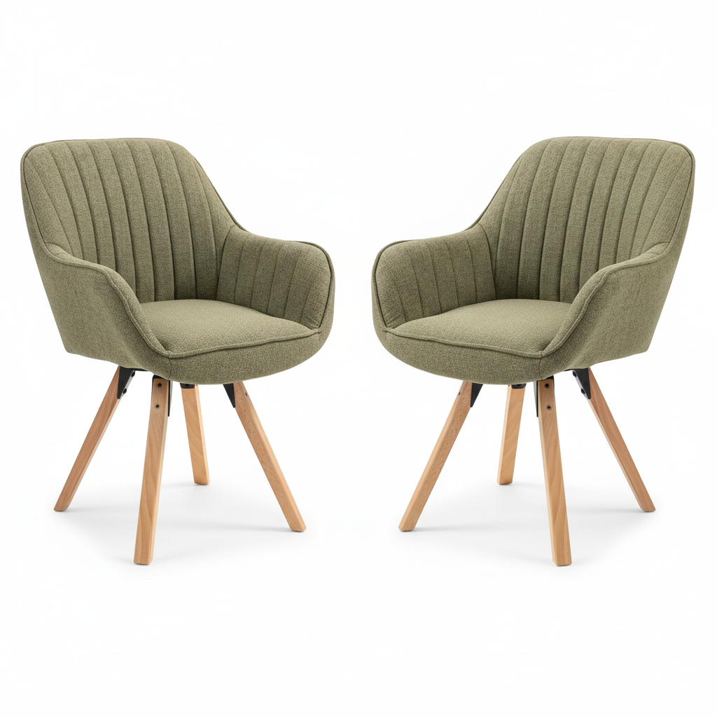 2 Sillas Giratorias Tapizadas 360° Verde