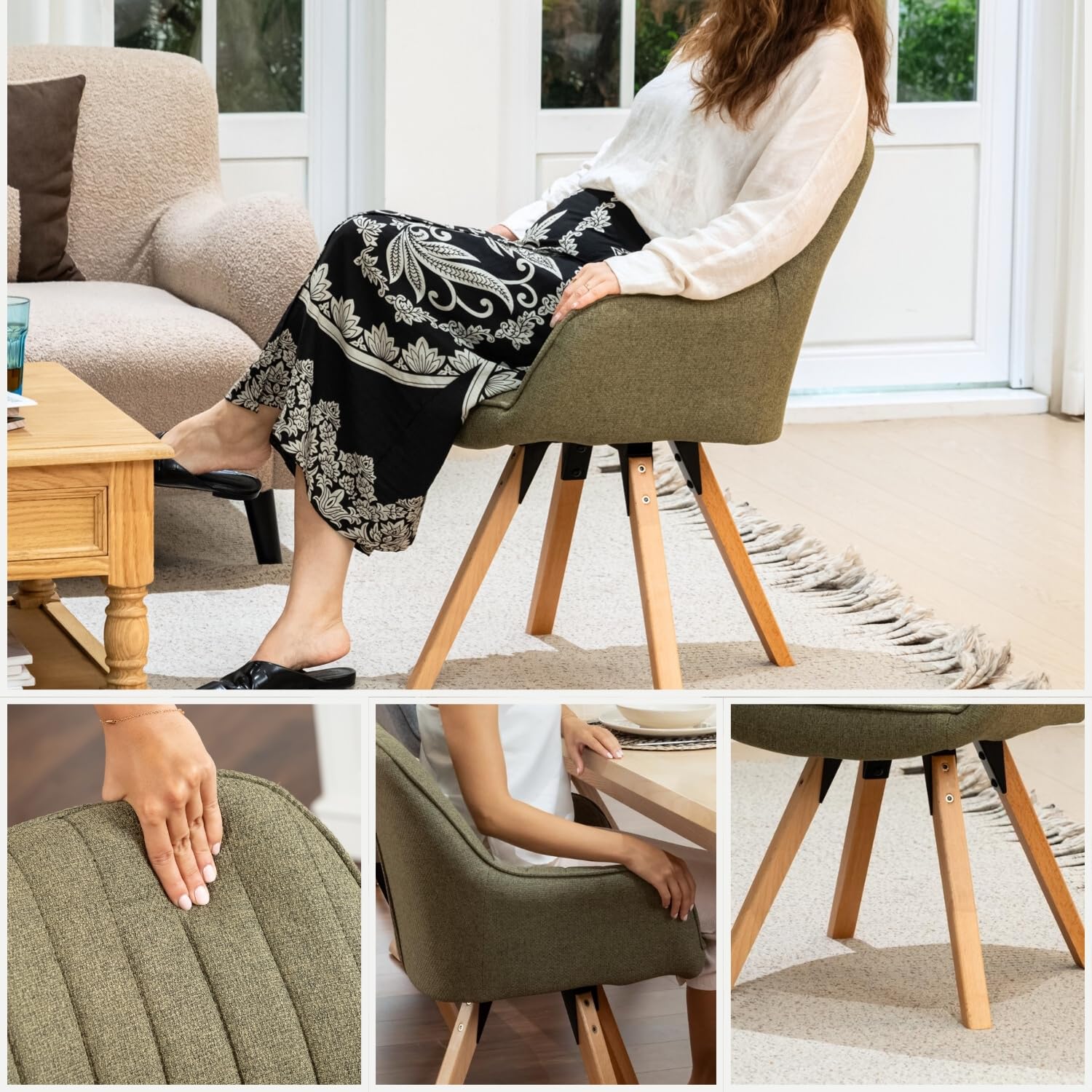 2 Sillas Giratorias Tapizadas 360° Verde