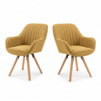 2 Sillas Giratorias Tapizadas 360° Amarillo