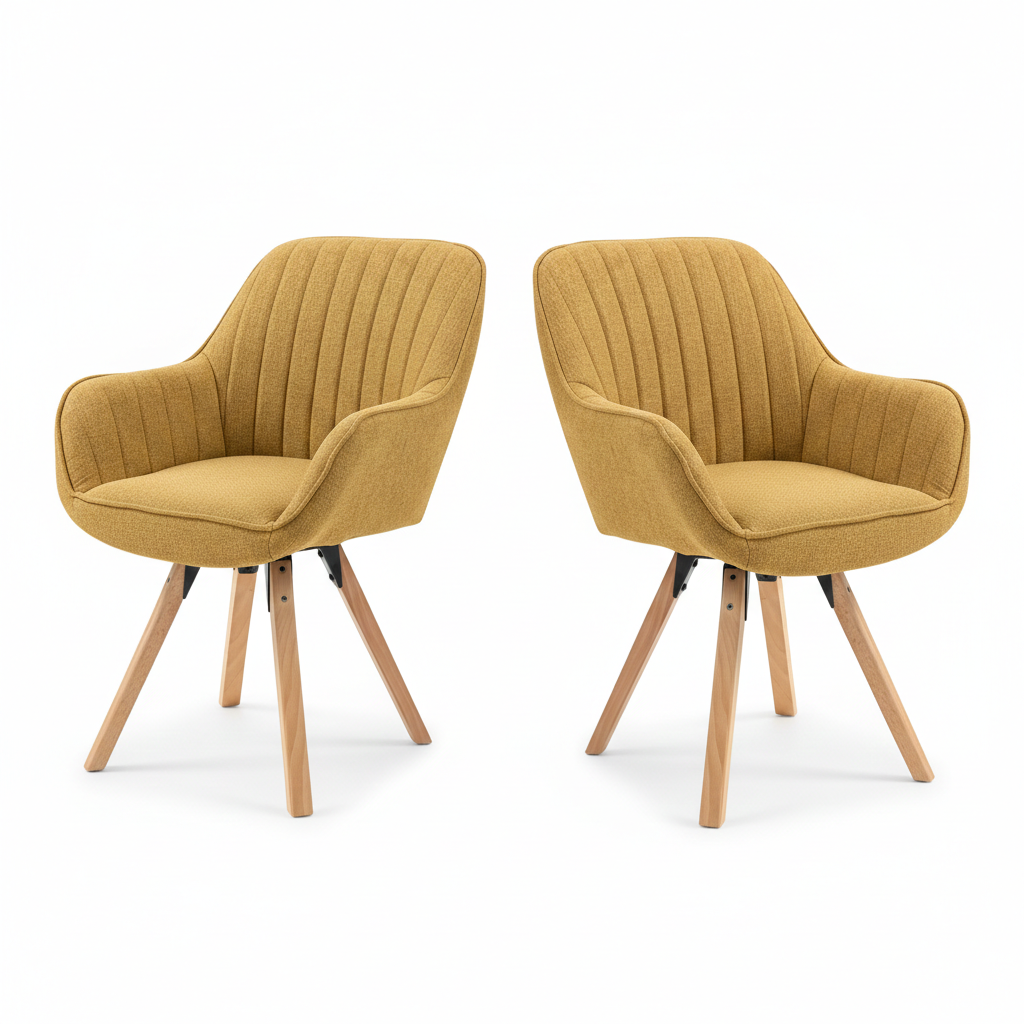 2 Sillas Giratorias Tapizadas 360° Amarillo