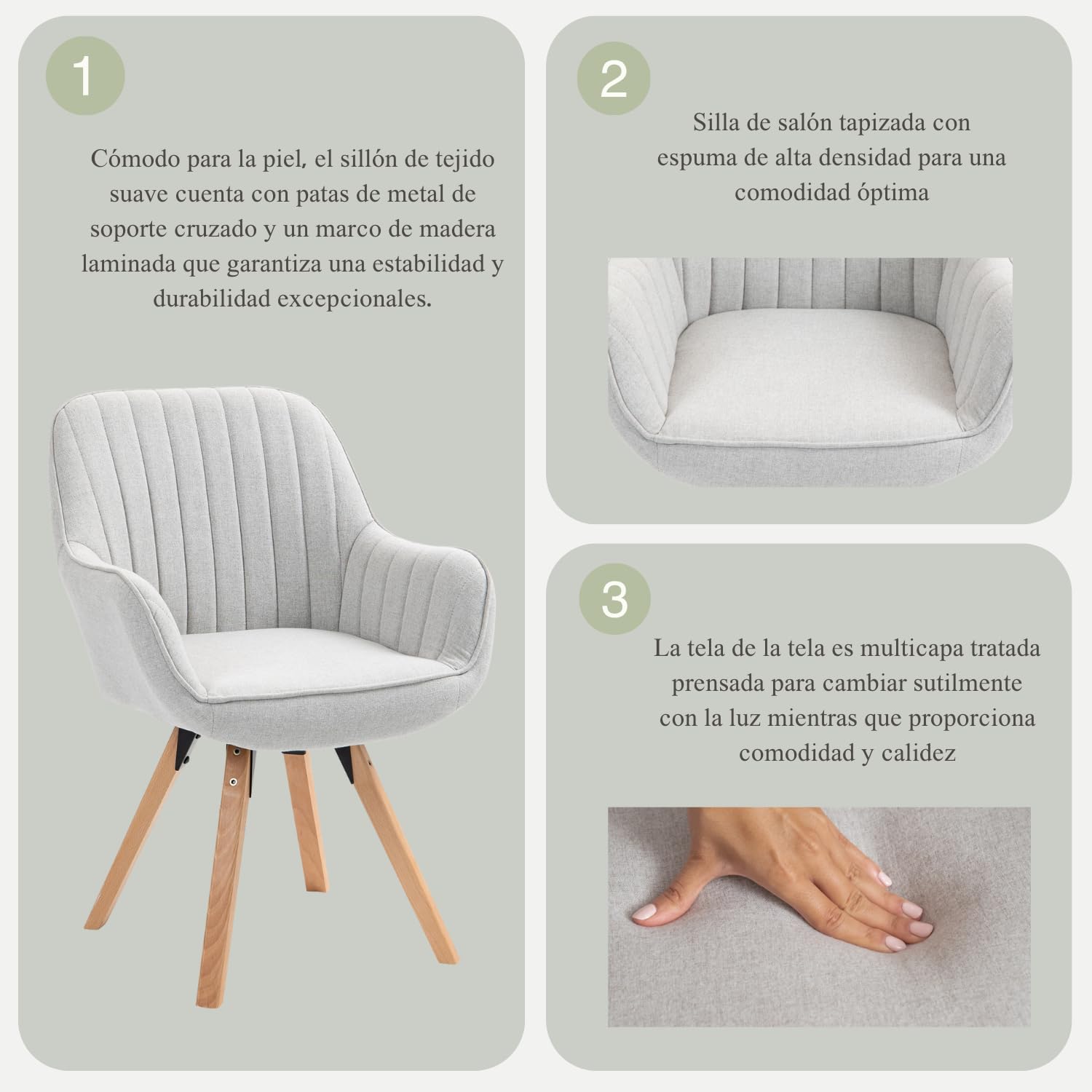 2 Sillas Giratorias Tapizadas 360° Beige