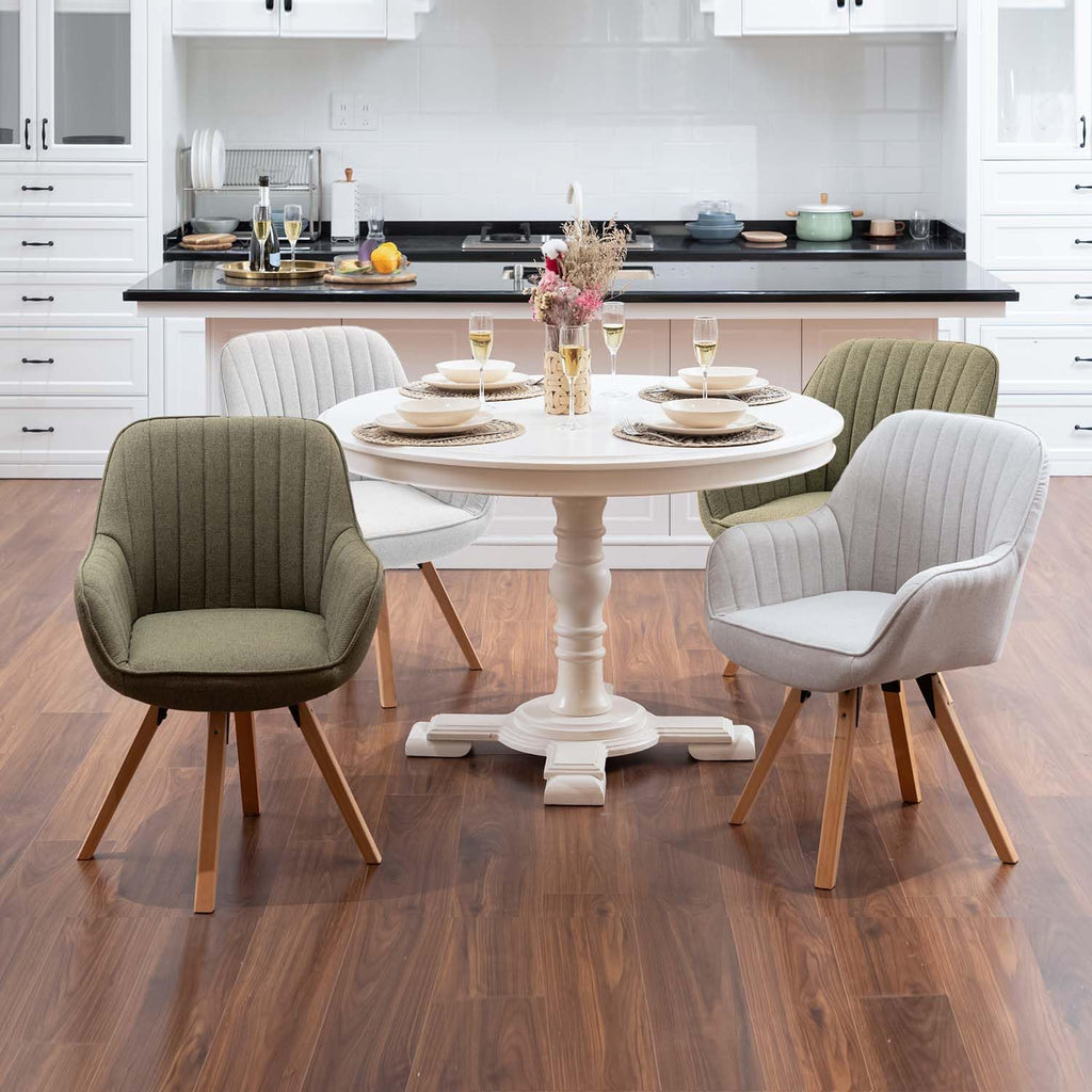 2 Sillas Giratorias Tapizadas 360° Beige