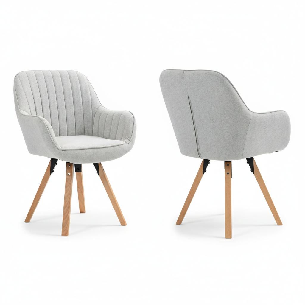 2 Sillas Giratorias Tapizadas 360° Beige