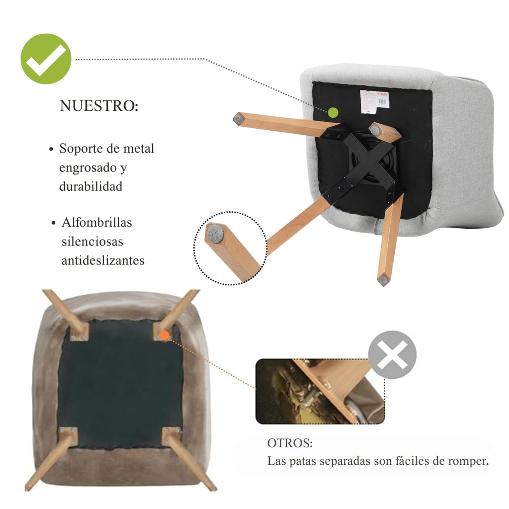 2 Sillas Giratorias Tapizadas 360° Beige