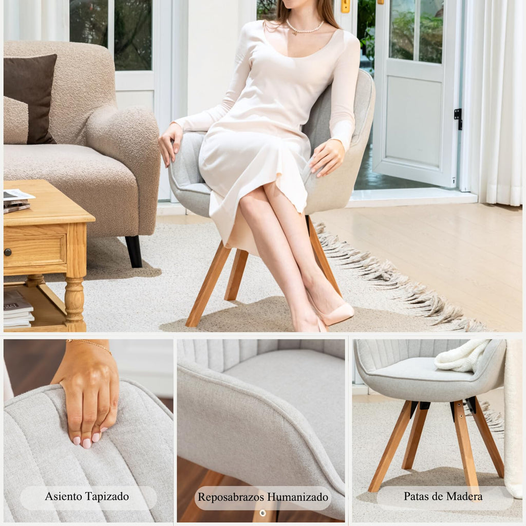 2 Sillas Giratorias Tapizadas 360° Beige