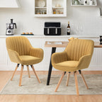 2 Sillas Giratorias Tapizadas 360° Amarillo