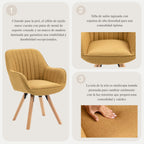 2 Sillas Giratorias Tapizadas 360° Amarillo