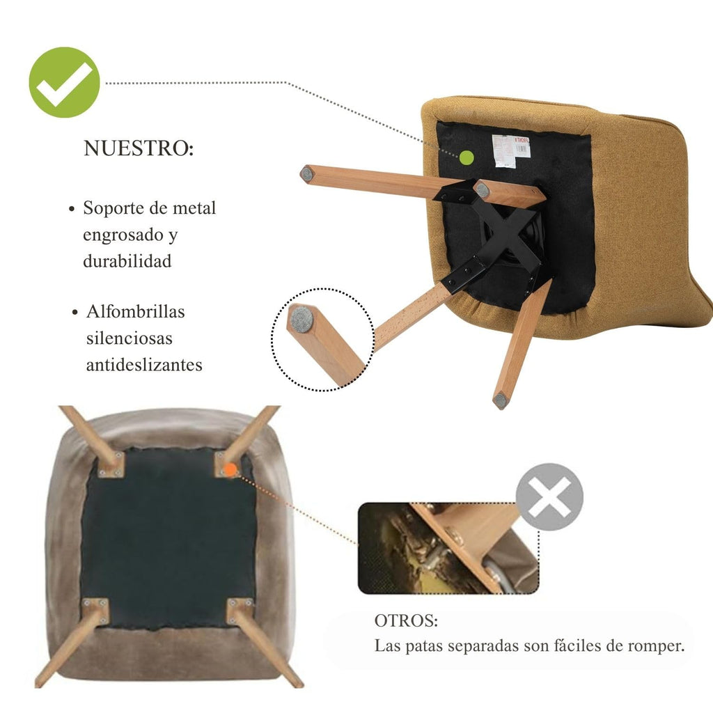 2 Sillas Giratorias Tapizadas 360° Amarillo