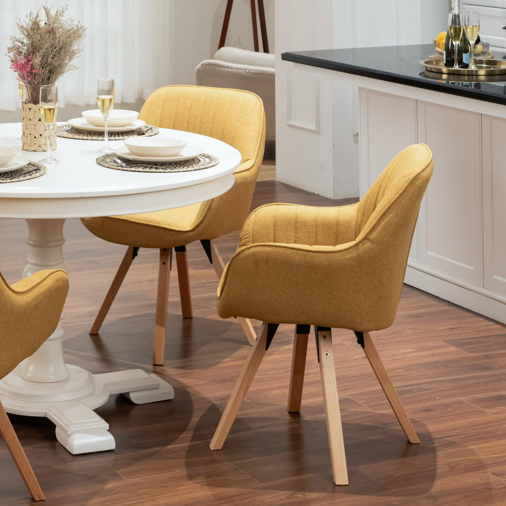 2 Sillas Giratorias Tapizadas 360° Amarillo