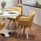 2 Sillas Giratorias Tapizadas 360° Amarillo