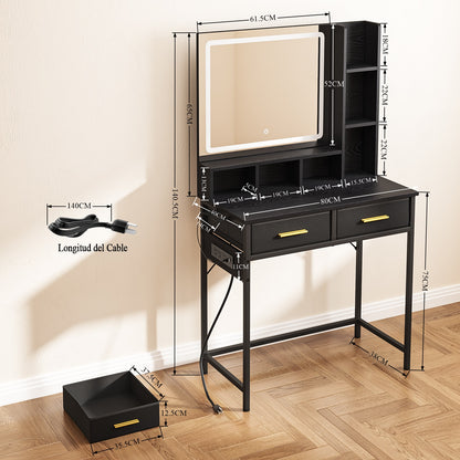 NUEVO Tocador Gomyhome Moderno con Espejo LED y Almacenamiento