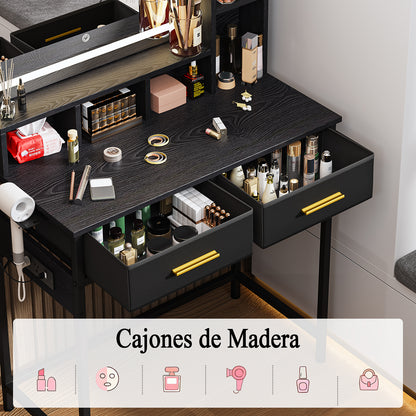 NUEVO Tocador Gomyhome Moderno con Espejo LED y Almacenamiento