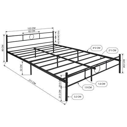 Cama de Metal Queen con Diseño Moderno Negro