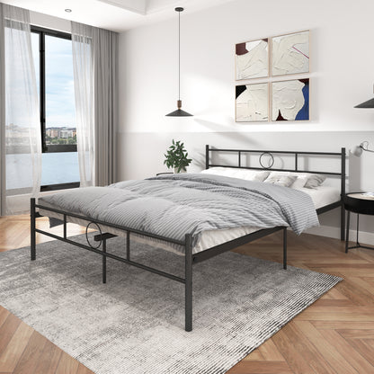Cama de Metal Queen con Diseño Moderno Negro