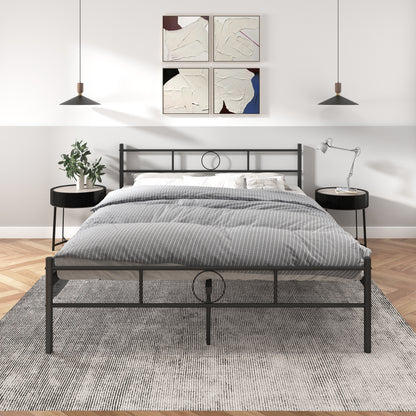 Cama de Metal Queen con Diseño Moderno Negro