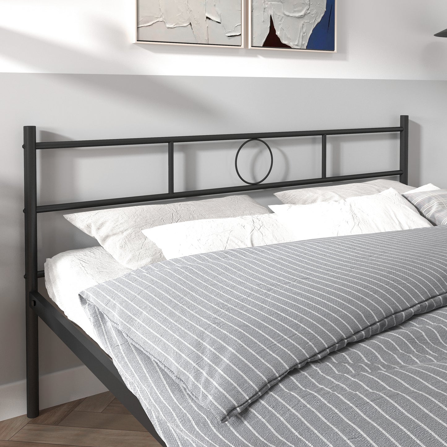 Cama de Metal Queen con Diseño Moderno Negro