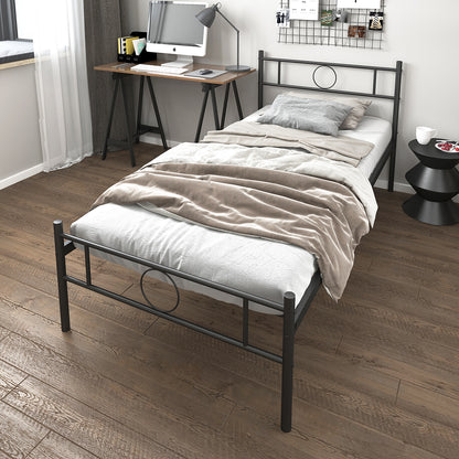 Marco de Cama Individual Metal Base Negro