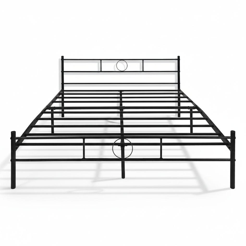 Cama de Metal Queen con Diseño Moderno Negro