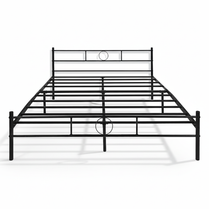Cama de Metal Queen con Diseño Moderno Negro