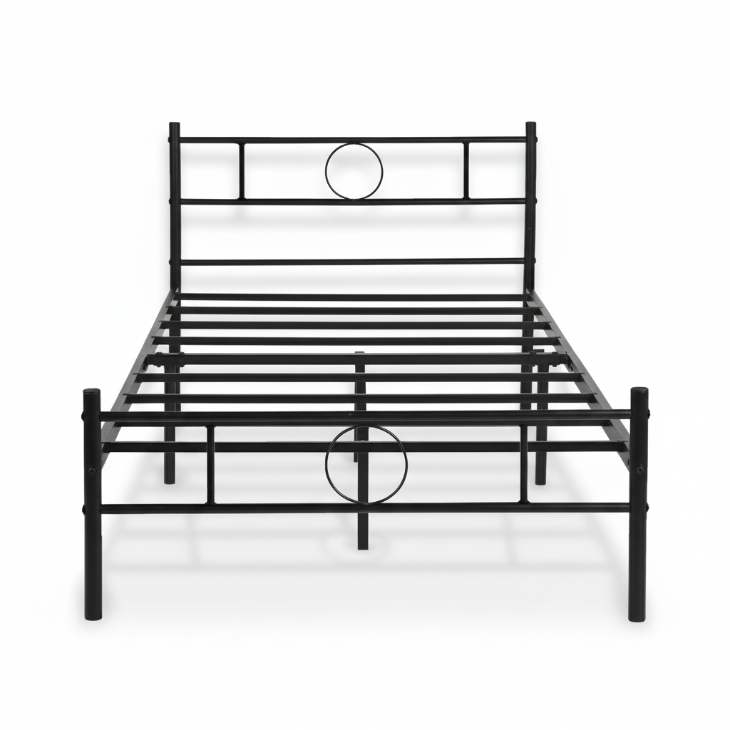 Marco de Cama Individual Metal Base Negro