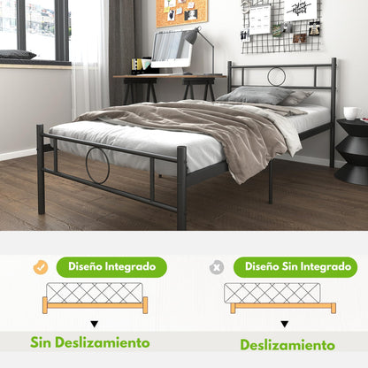 Marco de Cama Individual Metal Base Negro